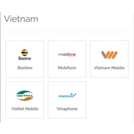 VIETNAM Flexi Reloads Topup Beeline Mobifone Vietnam Mobile Viettel Vinaphone