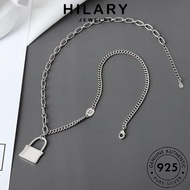 HILARY JEWELRY Simple Perempuan Chain For Sterling Perak Rantai Lock Necklace Silver 純銀項鏈 925 Korean Women Original Accessories Leher Pendant N294