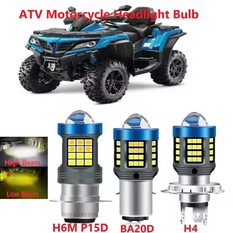 H6M P15D ATV Headlight Bulb BA20D H4 LED Motocycle Bulb Amber/White Low High Beam,DC12V/24V.