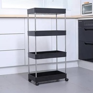 J777 Square Tier Kitchen Shelf Bathroom Shelf/ 4 Tier Trolley Shelf Trolley Shelf Storage Basket wit