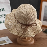 【ks1482.my】 Straw Hat Women's Beach Seaside Travel Hat Summer New Style Foldable Anti-Ultraviolet Su