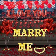 Marry Me Light Up Letters Proposal Decorations, 7Pcs 8.5" Marry Me Sign, 24Pcs Flameless Candles 200