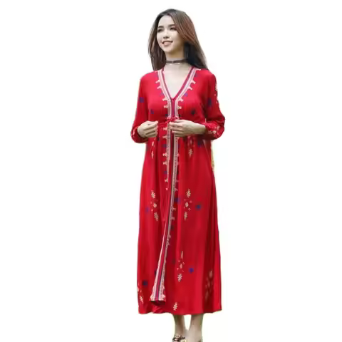 Sari India Women Clothing National Embroidered Dress Cotton Pakistan Style Costume Indian Top Long B