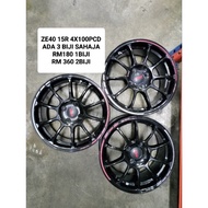 USED SPORT RIM 15 INCH RAYS ZE40 RED LINK RM180 1BIJI HARGA (NO 4BIJI RIM)