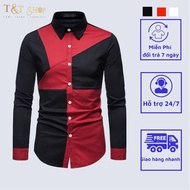 Áo sơ mi Áo sơ mi nam phối 2 màu đặc sắc lịch lãm tạo sự hấp dẫn nổi bật cho đấng mày râu. H36