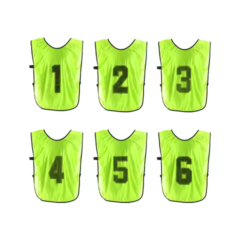 6pcs Soccer Training Vest Team Sports Pinnies Reversible Numbered Soccer Practice Pennies Jerseys Bi