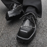 【Ready Stock】Paris square head leather shoes men's high-end derby shoes spring platform British shoe