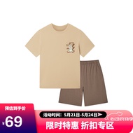 ubras家居服迪士尼联名短袖短裤情侣睡衣套装睡衣女 奶油核桃色 XL