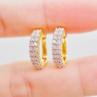 [ PCPY Jewelry ] ต่างหูห่วงเพชรแท้ 💎 ทองคำแท้9K (ทอง37.5%) ✨เพชรแท้น้ำ100 เบลเยี่ยมคัต✨ [9KPE869]