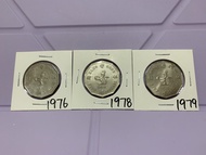 （十角形伍圓一套）香港硬幣英女王伊利沙伯 1976，1978 & 1979 年五元 Government of Hong Kong Queen Elizabeth ll 1976，1978 & 197