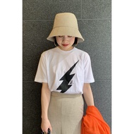 Agnes B Simple Lightning Print T-shirt - Pure Cotton, Elegant Casual Wear