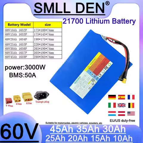 60V 10Ah 15Ah 20Ah 25Ah 30Ah 35Ah 45Ah 21700 lithium battery pack 3000W high-power electric tool sco