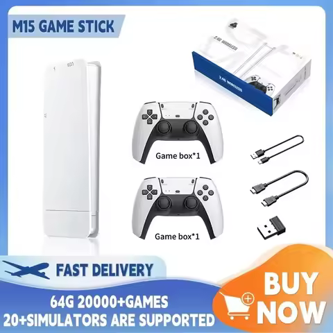 M15 Retro Game 64G Games Retro Handheld Video Game Console Wireless Gamepads 20+ Simulators Game Sti