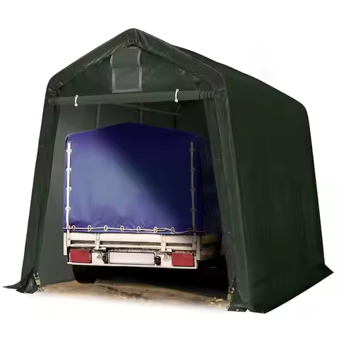 8x12ft PE 650N Portable Garage Green Storage Shed Tent Carport Canopy, Customized