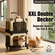 Extra Large 2-Tier Pet Trolley Thick Frame Double Carrier for 3-4 Small Dogs Cats