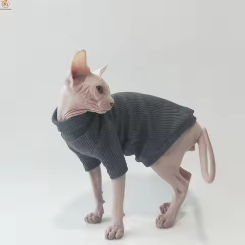 Cat Clothes Sphinx Hairless Cat Devon Cat Autumn Winter Cotton Warm High Collar Knitwear Clothing fo