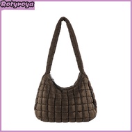 Women Shoulder Bag Large Capacity Zipper Closure Solid Color Padded Puffer Quilted Tote Bag Commute 