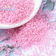 BENECREAT 10gs Round Rocailles Beads Japanese Seed Beads 11/0 (RR643) Dyed Pink Silverlined Alabaste