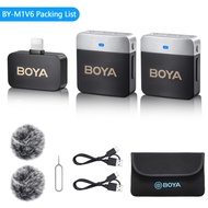 BOYA BY-M1V ซีรีส์ไร้สายลาวาเลียร์ไมโครโฟนพอร์ต Rx/rxd/rxu เหมาะสำหรับ iPhone iPadแท็บเล็ตกล้องถ่ายรูปและกล้องถ่ายภาพเคลื่อนไหว DSLRอินเทอร์เฟซ Type-C มีให้ใช้งานสำหรับ IPHONE15ฟังก์ชันลดเสียงรบกวนสำหรับการสตรีมสดสัมภาษณ์ Vlog