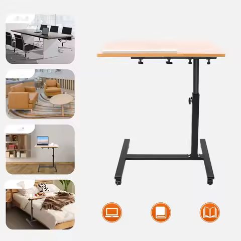 Mobile Laptop Table Adjustable 360° Rotation Computer Mobile Stand, Rolling Laptop Stand w/ Tilting