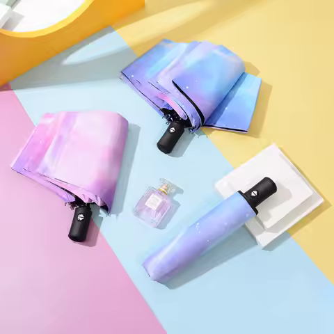 Umbrella Automatic Folding Women's Umbrella Three-folding Umbrella Windproof Starry Sky Color Creati