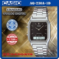 CASIO AQ-230A-1D SILVER STANDARD ANALOG DIGITAL WATCH DUAL TIME CALENDAR ALARM STOPWATCH WATER RESIS