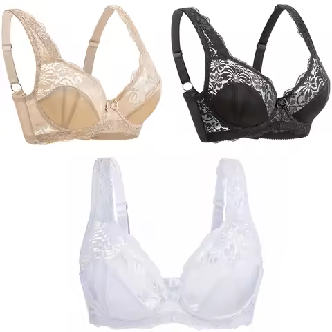 Womens Minimizer Bra Lace Plus Size Brassiere Support Underwire Big Thin Adjusted-straps 36-52 E F G