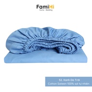 Ra nệm trải giường 2mx2m2 Cotton Sateen FamiHi trơn màu cao cấp ga bo chun 100% vải sợi tự nhiên an