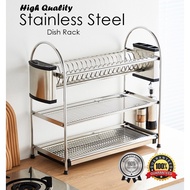 High Quality Multifuntional Drainer Dish Rack Stainless Steel 3 Layer