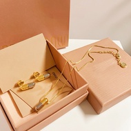 Miu 25 Gold Silver Two-Color Pill Necklace miu Earrings Light Luxury Style High Version Female Suit 