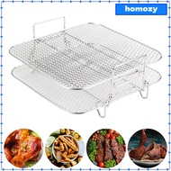 Homozy Square Air Fryer Rack Stackable 2 Layer Stainless Steel Dehydrator Rack, Grill Square Air Fryer Accessories