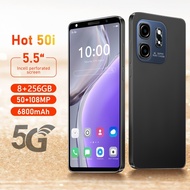 Handphone Hot50i 5.5inch Screen Phone 8GB+256GB Smartphone Android Mobile Phone