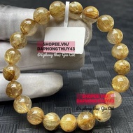 Earth element feng shui bracelet - golden rutilated quartz 6mm to 12mm, thick hair in Gia Cat inspec