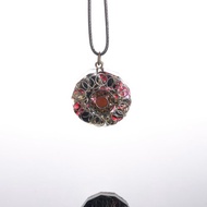 奧剛吊墜石榴石曼陀羅2_項鍊可改吊飾鑰匙圈 開運水晶療癒黑曜石