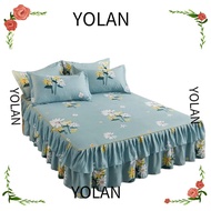 YOLANDAGOODS Double Lace Bed Skirt Three-piece Set, Thickening 120/150/180CM 3in1 Bedsheet Set, Flor