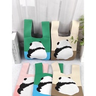 K Knitted Tote Bag All-Match Souvenir Bag Chengdu Influencer Grandpa Cute Panda Bag Woven Handbag