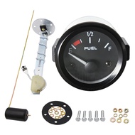 Universal 2" 52mm Fuel Level Gauge Car Vehicle Meter with Fuel Float Sensor White LED Light Black Sh