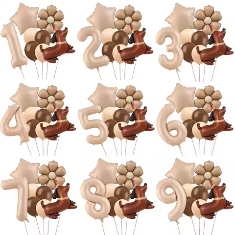 1 set of dog pet themed birthday balloon decoration set, daisy, husky, spotted dog, sausage, dog, ba