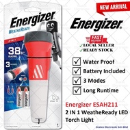 Energizer 2 IN 1 WeatheReady Portable Emergency LED Torch Light with 2xAA Battery - ESAH211