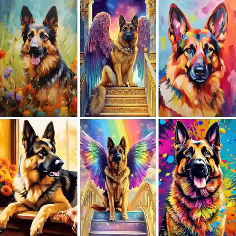 Full Drill DIY 5D Diamond Painting By Number Kits Alsatian Wolfhounds Dogs Cross Stitch Embroidery R