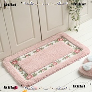 FKILA 1 Pcs Pink Rug, 16*24Inch Microfiber Flower Rug, Easy To Use Non-Skid Pink Absorbent Floral Ba