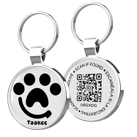 QR ID Pet Tag, Metal Dog Tag with QR Code, Real-time Scan Alerts, Record Pet Profile, No Subscriptio
