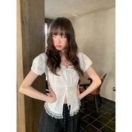 GIRLS SHOP | Creamy Slightly Sweet🧈Puff Sleeve Lace Top