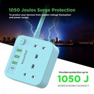 iMazing - [IM3U2K-C 藍色] 防雷拖板 - 2 插位+ 3 USB + Type C (30W輸出) ｜通過香港機電工程處檢測｜智能防雷拖板｜智能保護設計