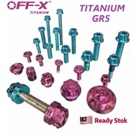 OFF-X Premium Motorcycle Titanium Gr5 Screw Motosikal Titanium Skru Gr5 Titanium Screw LC135 Motor A