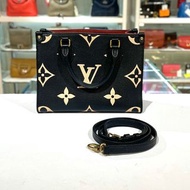 95%NEW二手LV M45659, ONTHEGO, 壓花小牛，黑色拼米白色小號 #香榭站正品