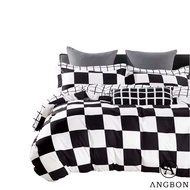 Angbon 3 In 1 Twin Size Black & White Elegant Design Bedsheet Set 48"*75"*7.8"