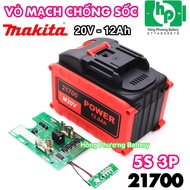 Makita universal 21700 pin shockproof circuit case 18V 12Ah 15 Cell 21700 (HongPhuong)