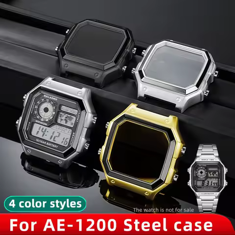 AE1200 Case Mod kit For Casio AE-1200WH Watch Stainless steel Case AE1200 AE1300 metal bezel mirror 