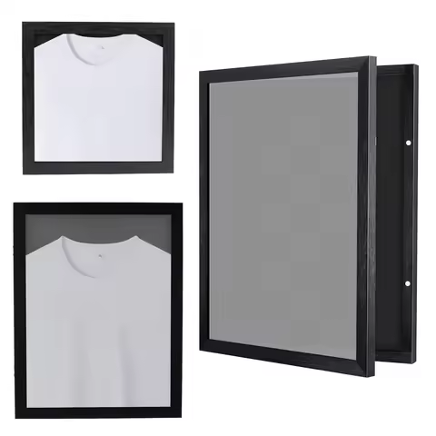 Wood T Shirt Display Frame Wall Mounted Jerseys Storage Box 13x13inch Multifunctional Shadow Box Fra